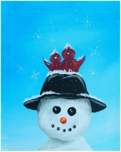 Art Circle Snowman with Birds