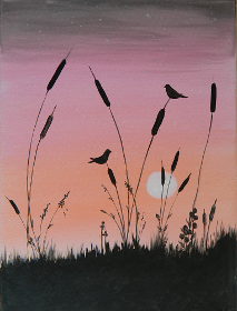 Art Circle - Pink with Bullrushes